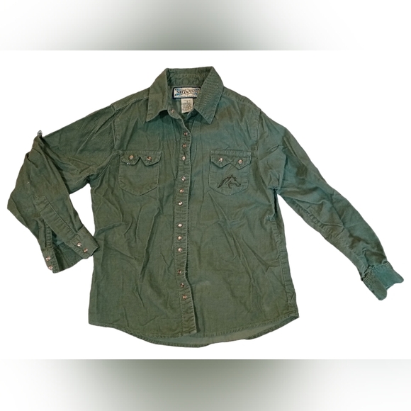 Shyanne boys medium green horse button up shirt - Picture 1 of 3